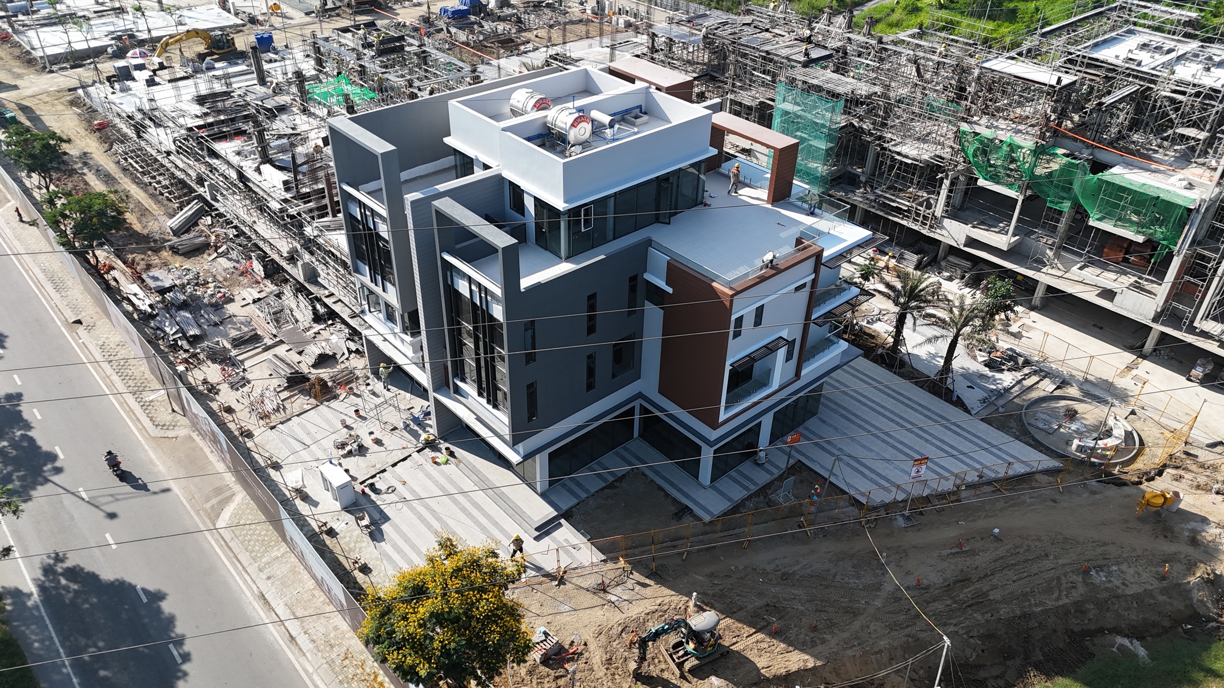 Slider Zone 1: Units C.01 and C.02 are under tiling works for yards and balcony railing installation.